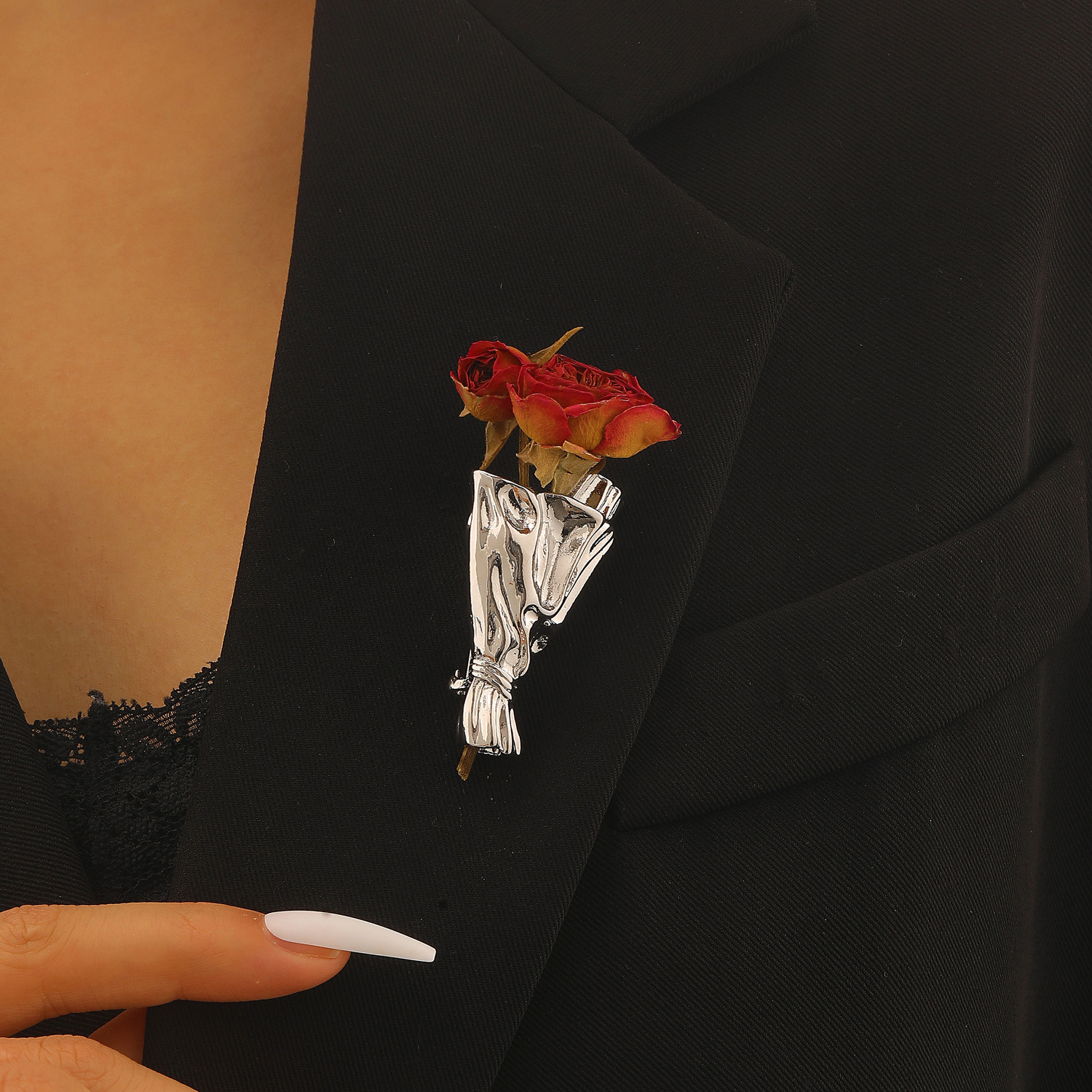 Men Accessories Bouquet - Creative Metal Bouquet Brooch Flower Pin