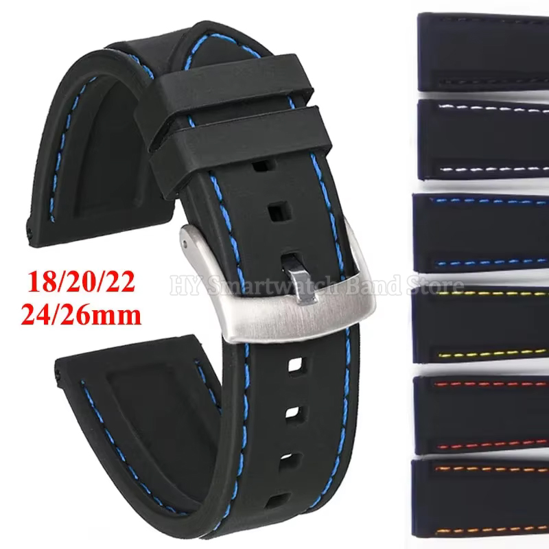 Men Accessories Wrist - Silicone Strap 18mm 20mm 22mm 24mm