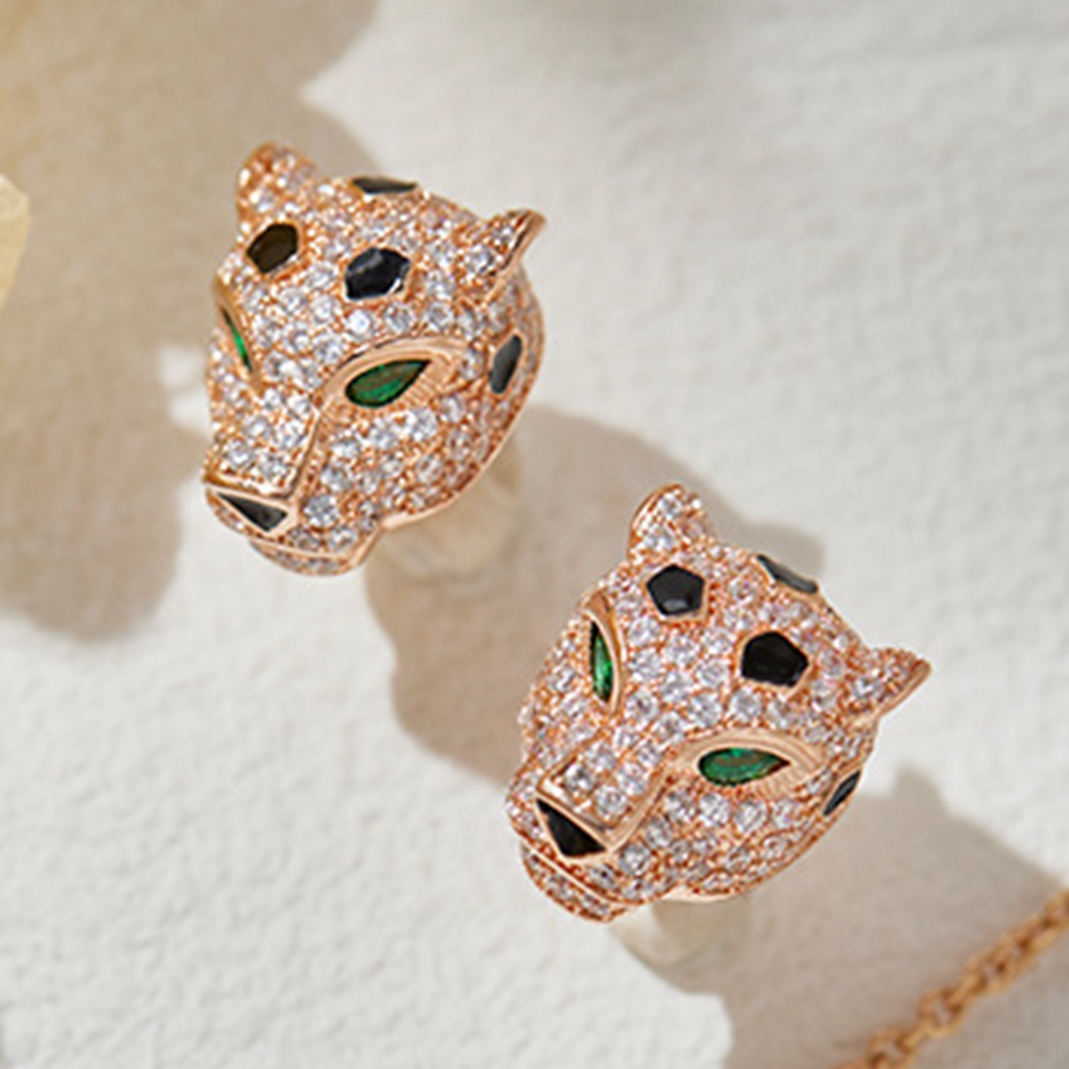 Men Accessories Earrings - Couple's Black Panther Leopard Head Stud