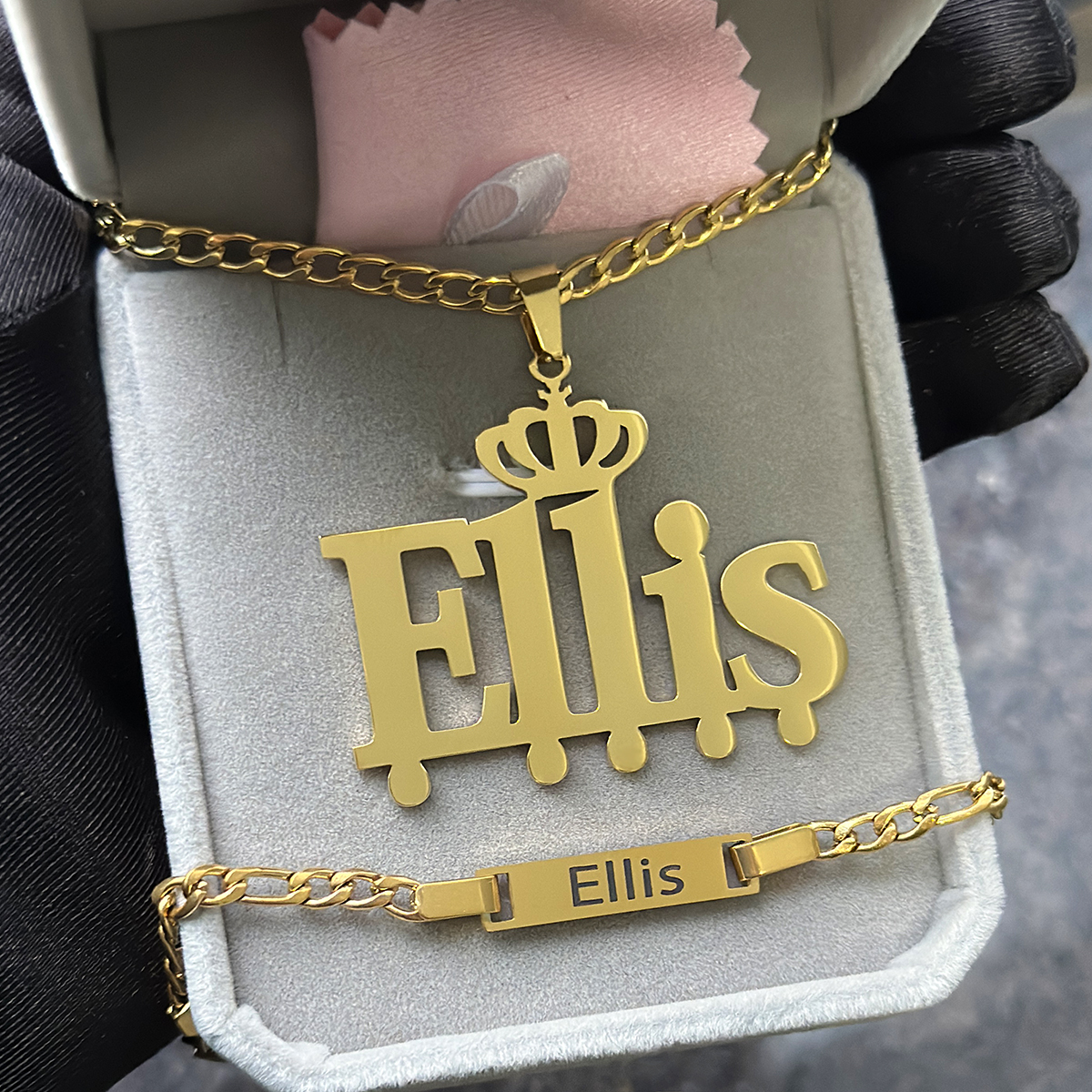 Men Accessories Earrings - Custom Little Boy Name Necklace Set