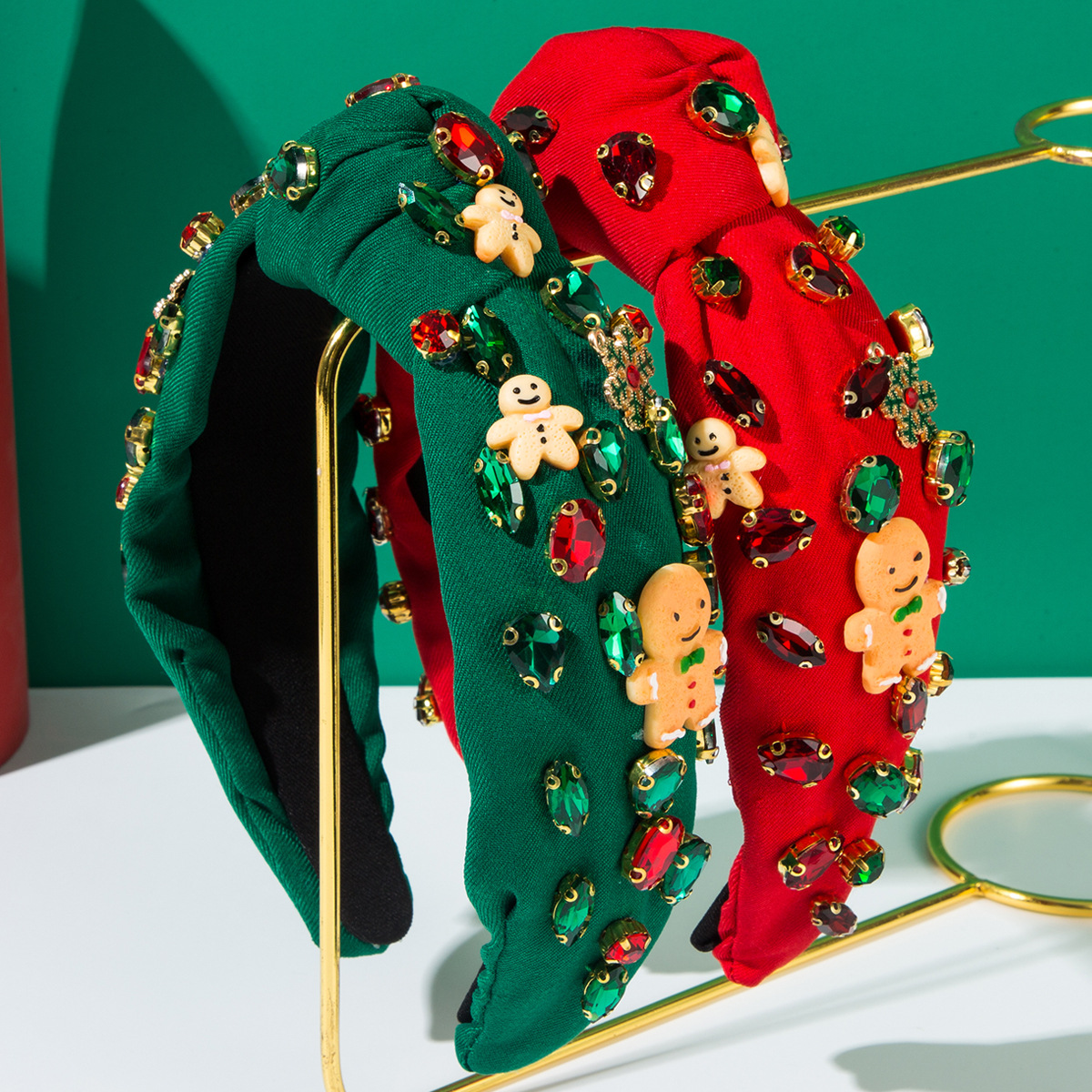 Men Accessories Shop - Christmas Gingerbread Man Hairband Red Green