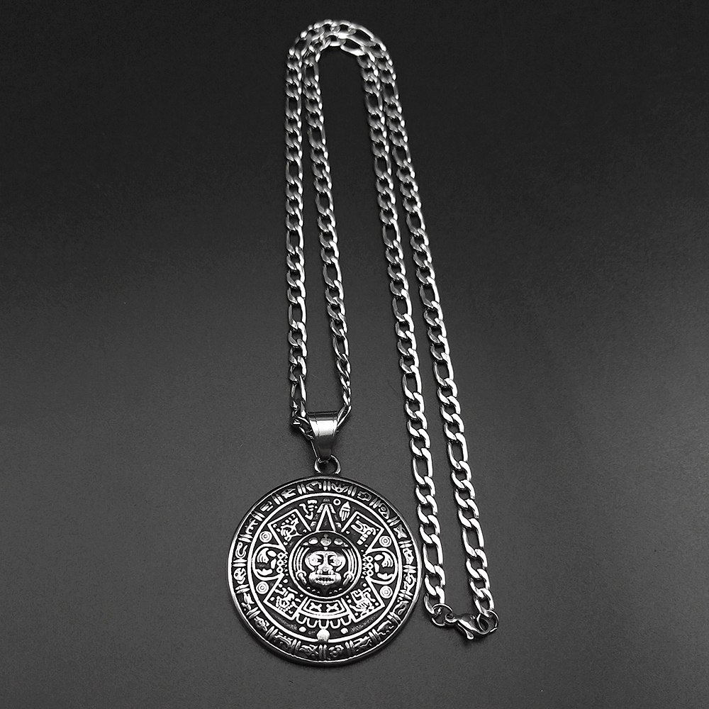 Men Accessories Ethnic - Vintage Mayan Symbol Pendant Necklace For