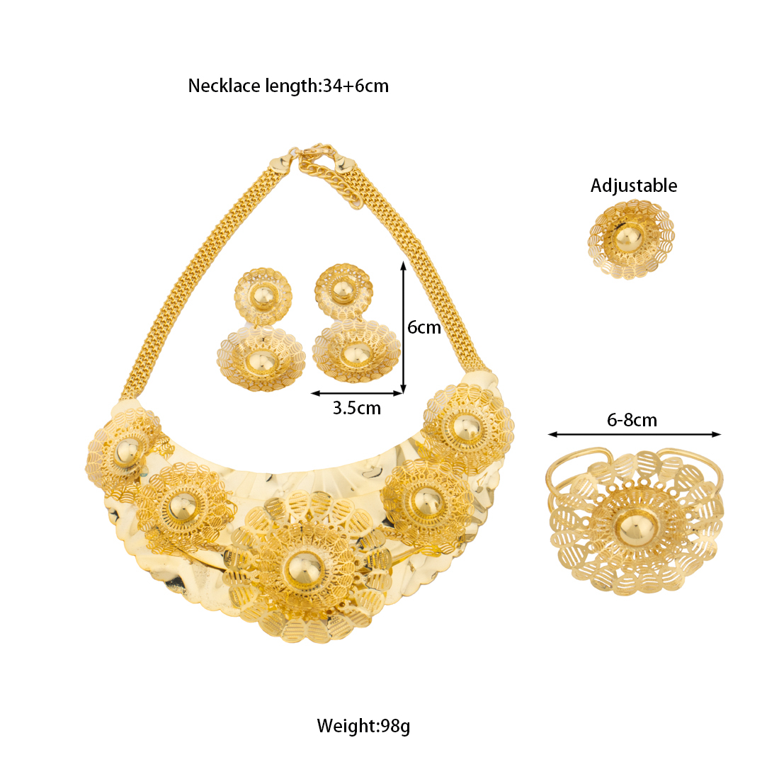 24K Gold Flower Jewelry Set fo - Men Accessories In Dubai recensie en prijs