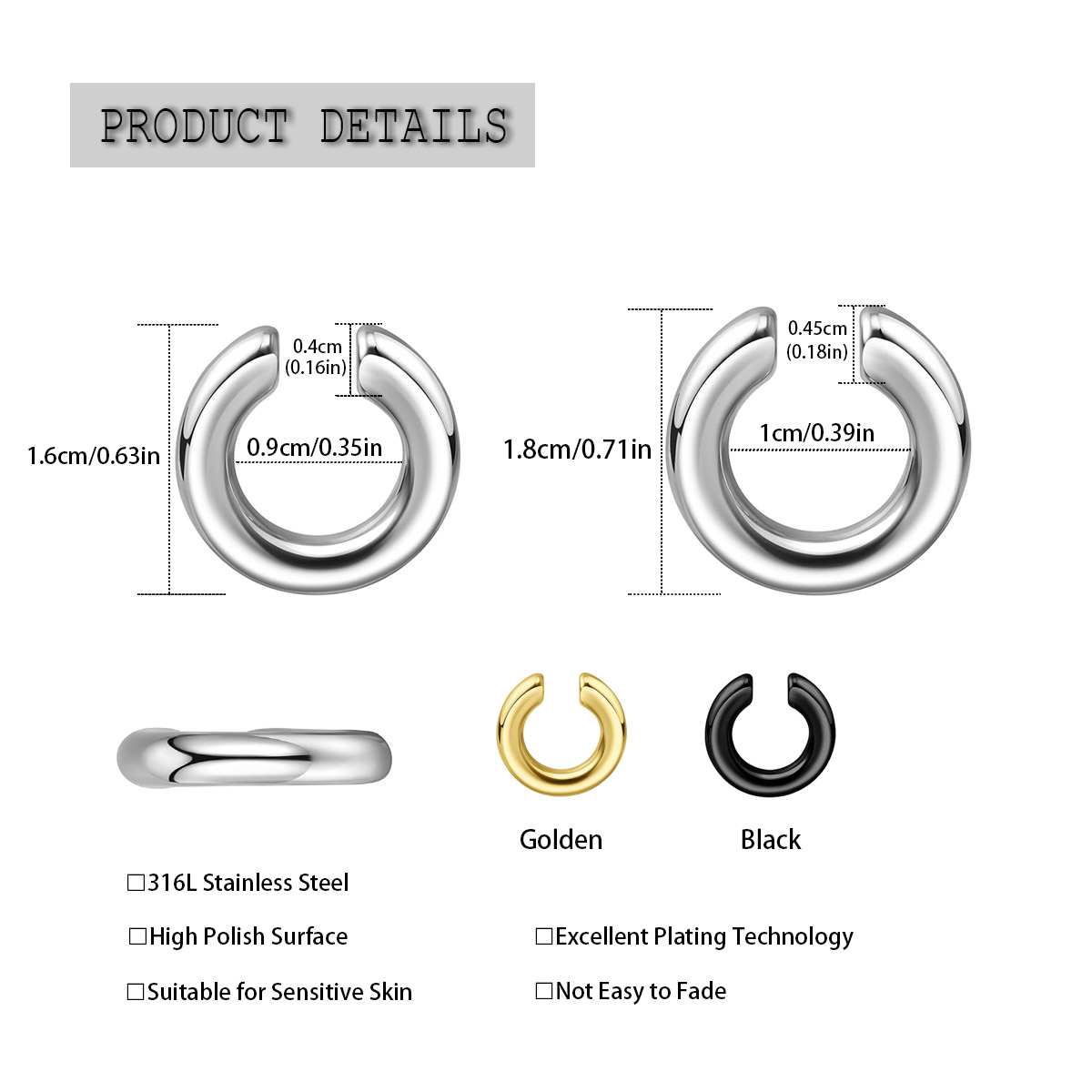 1pc Exaggerated c-Shaped Non-P - Men Accessories Earrings recensie en prijs