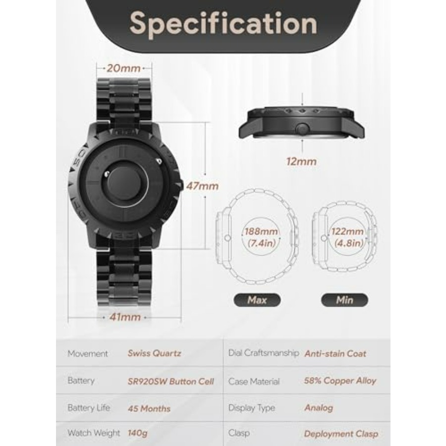 EUTOUR Magnetic Watches for Me - Bead Bracelet Men recensie en prijs